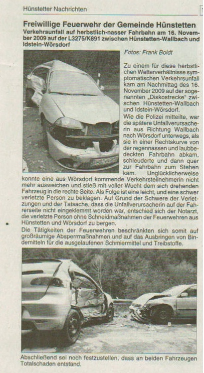 Zeitungsberichte Unfall